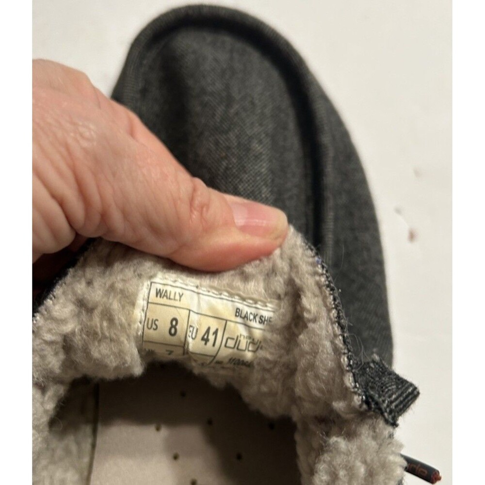 Hey Dude mens Wally Black Shell Slip On Fleece Lined Size 8 EU 41 - Picture 5 of 6